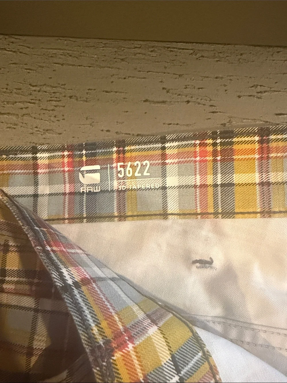 RAW Yellow Plaid Shorts 3d tapered - Picture 2 of 9